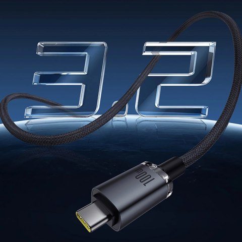 Kabel Baseus Crystal Shine CB000089 USB-C / USB-C USB3.2 100W 20Gbps 1.5m - czarny Kabel Baseus Crystal Shine CB000089 USB-C / USB-C USB3.2 100W 20Gbps 1.5m - czarny