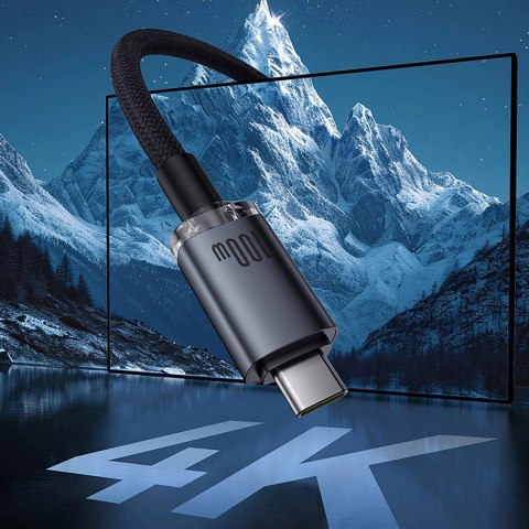 Kabel Baseus Crystal Shine CB000089 USB-C / USB-C USB3.2 100W 20Gbps 1.5m - czarny Kabel Baseus Crystal Shine CB000089 USB-C / USB-C USB3.2 100W 20Gbps 1.5m - czarny