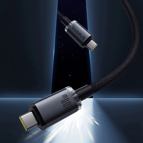 Kabel Baseus Crystal Shine CB000089 USB-C / USB-C USB3.2 100W 20Gbps 1.5m - czarny Kabel Baseus Crystal Shine CB000089 USB-C / USB-C USB3.2 100W 20Gbps 1.5m - czarny