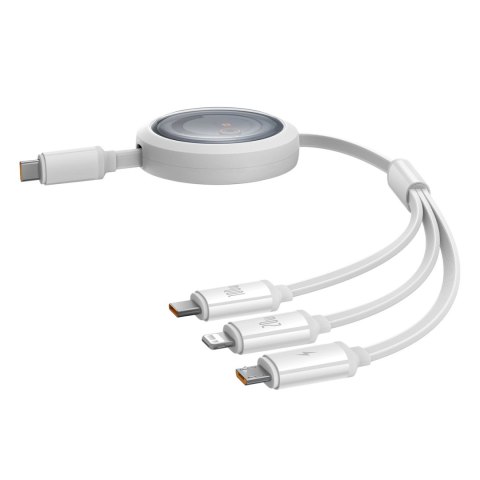 Kabel Baseus Free2Draw CB000084 zwijany USB-C - Lightning / USB-C / micro USB 100W 1.1m - biały Kabel Baseus Free2Draw CB000084 zwijany USB-C - Lightning / USB-C / micro USB 100W 1.1m - biały
