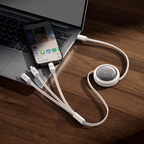 Kabel Baseus Free2Draw CB000084 zwijany USB-C - Lightning / USB-C / micro USB 100W 1.1m - biały Kabel Baseus Free2Draw CB000084 zwijany USB-C - Lightning / USB-C / micro USB 100W 1.1m - biały