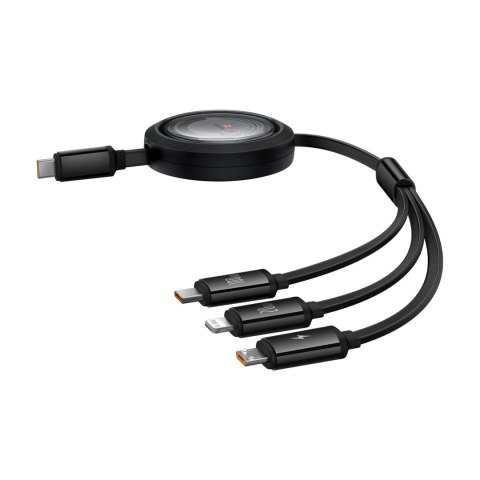 Kabel Baseus Free2Draw CB000084 zwijany USB-C - Lightning / USB-C / micro USB 100W 1.1m - czarny Kabel Baseus Free2Draw CB000084 zwijany USB-C - Lightning / USB-C / micro USB 100W 1.1m - czarny