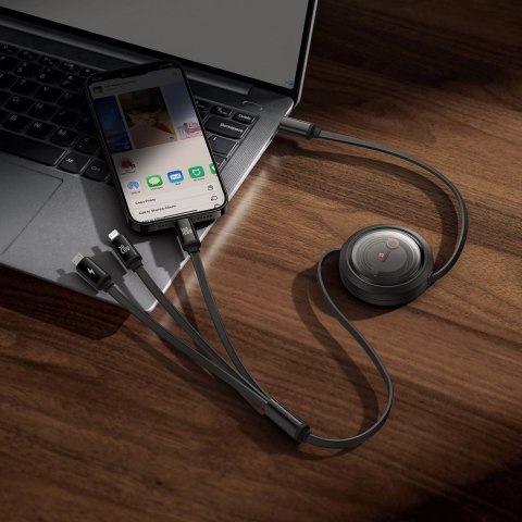 Kabel Baseus Free2Draw CB000084 zwijany USB-C - Lightning / USB-C / micro USB 100W 1.1m - czarny Kabel Baseus Free2Draw CB000084 zwijany USB-C - Lightning / USB-C / micro USB 100W 1.1m - czarny
