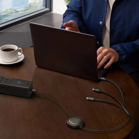 Kabel Baseus Free2Draw CB000084 zwijany USB-C - Lightning / USB-C / micro USB 100W 1.1m - czarny Kabel Baseus Free2Draw CB000084 zwijany USB-C - Lightning / USB-C / micro USB 100W 1.1m - czarny