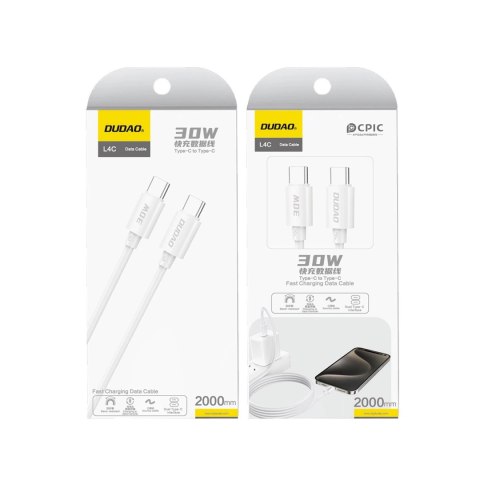Kabel Dudao L4C USB-C / USB-C 30W 2m - biały Kabel Dudao L4C USB-C / USB-C 30W 2m - biały