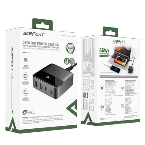 Ładowarka Acefast Z6 sieciowa GaN biurkowa 2x USB-A / 2x USB-C PD 65W - czarna