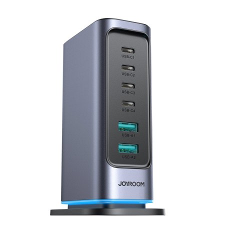 Ładowarka Joyroom JR-TCM02 wieloportowa GaN 65W EU 4x USB-C 2x USB-A - ciemnoszara Ładowarka Joyroom JR-TCM02 wieloportowa GaN 65W EU 4x USB-C 2x USB-A - ciemnoszara