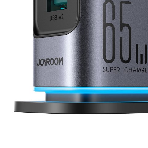 Ładowarka Joyroom JR-TCM02 wieloportowa GaN 65W EU 4x USB-C 2x USB-A - ciemnoszara Ładowarka Joyroom JR-TCM02 wieloportowa GaN 65W EU 4x USB-C 2x USB-A - ciemnoszara