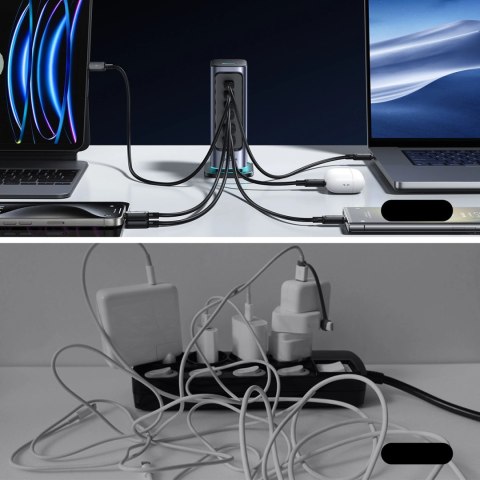 Ładowarka Joyroom JR-TCM02 wieloportowa GaN 65W EU 4x USB-C 2x USB-A - ciemnoszara Ładowarka Joyroom JR-TCM02 wieloportowa GaN 65W EU 4x USB-C 2x USB-A - ciemnoszara