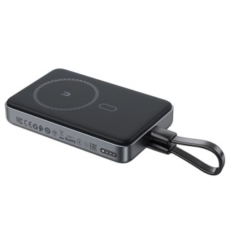 Powerbank Acefast M10 magnetyczny 2x USB-C PD 30W z ładowaniem indukcyjnym 15W i kablem USB-C - czarny
