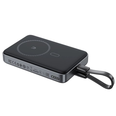 Powerbank Acefast M10 magnetyczny 2x USB-C PD 30W z ładowaniem indukcyjnym 15W i kablem USB-C - czarny