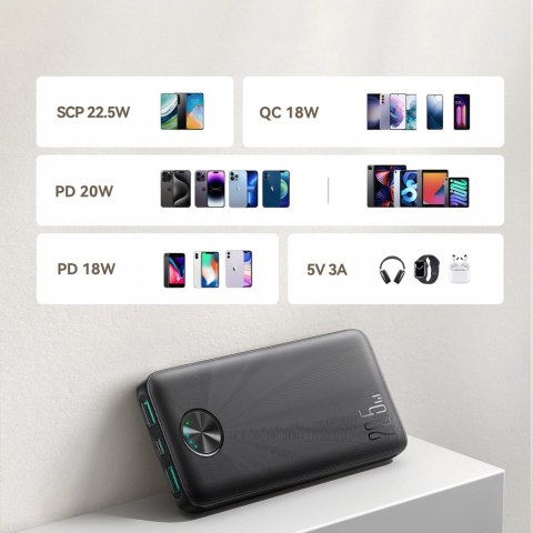 Powerbank Joyroom JR-PBF15 10000mAh USB-C USB-A 22.5W - czarny Powerbank Joyroom JR-PBF15 10000mAh USB-C USB-A 22.5W - czarny
