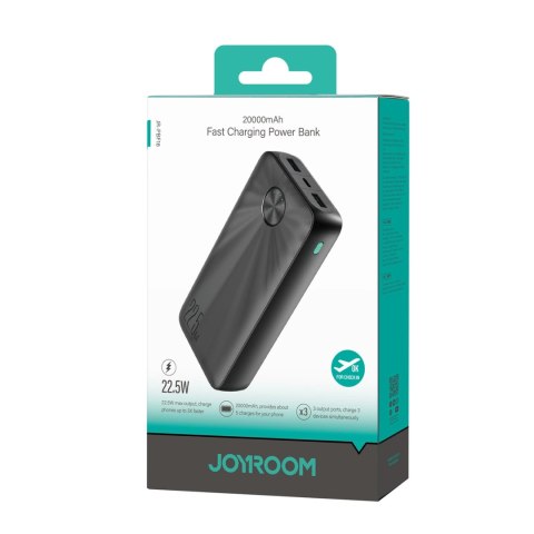 Powerbank Joyroom JR-PBF16 20000mAh USB-C USB-A 22.5W - czarny Powerbank Joyroom JR-PBF16 20000mAh USB-C USB-A 22.5W - czarny