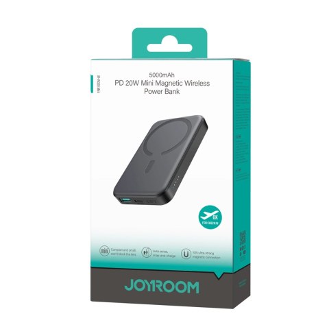 Powerbank Joyroom JR-W020 Mini 5000mAh USB-A USB-C indukcyjny 20W - czarny + kabel USB-C / USB-C Powerbank Joyroom JR-W020 Mini 5000mAh USB-A USB-C indukcyjny 20W - czarny + kabel USB-C / USB-C