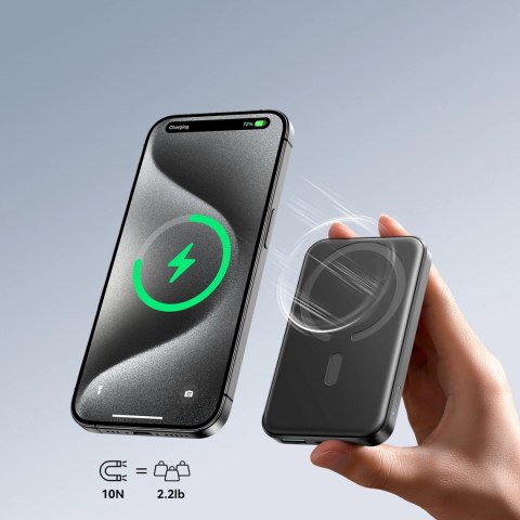 Powerbank Joyroom JR-W020 Mini 5000mAh USB-A USB-C indukcyjny 20W - czarny + kabel USB-C / USB-C Powerbank Joyroom JR-W020 Mini 5000mAh USB-A USB-C indukcyjny 20W - czarny + kabel USB-C / USB-C