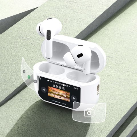 Słuchawki Dudao U19 douszne TWS bezprzewodowe Bluetooth 5.3 z wyświetlaczem LED - białe Słuchawki Dudao U19 douszne TWS bezprzewodowe Bluetooth 5.3 z wyświetlaczem LED - białe
