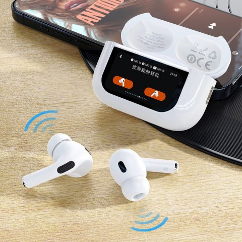 Słuchawki Dudao U19 douszne TWS bezprzewodowe Bluetooth 5.3 z wyświetlaczem LED - białe Słuchawki Dudao U19 douszne TWS bezprzewodowe Bluetooth 5.3 z wyświetlaczem LED - białe
