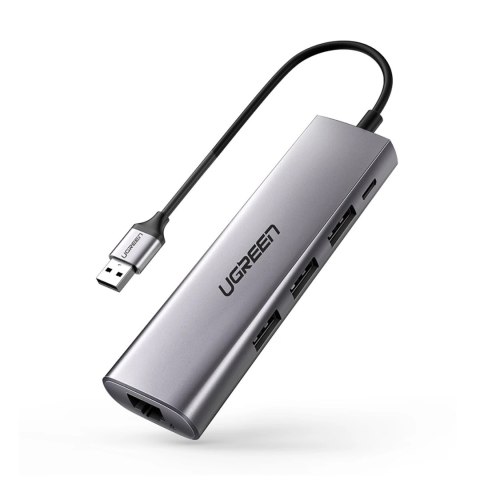 Adapter Ugreen CM266 60812 5w1 USB-A 3.0 - RJ45 / 3x USB-A 3.0 / micro USB - szary Adapter Ugreen CM266 60812 5w1 USB-A 3.0 - RJ45 / 3x USB-A 3.0 / micro USB - szary