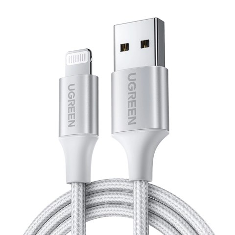 Kabel Ugreen US199 60162 USB-A / Lightning MFi 1.5m - srebrny Kabel Ugreen US199 60162 USB-A / Lightning MFi 1.5m - srebrny