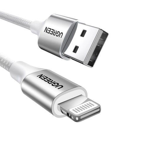 Kabel Ugreen US199 60163 USB-A / Lightning MFi 2m - srebrny Kabel Ugreen US199 60163 USB-A / Lightning MFi 2m - srebrny