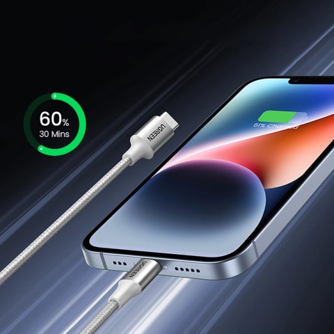 Kabel Ugreen US304 70523 USB-C / Lightning MFi 1m - srebrny