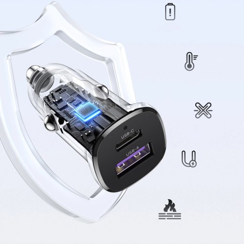 Ładowarka Ugreen EC305 25845 samochodowa USB-C USB-A 30W - czarna Ładowarka Ugreen EC305 25845 samochodowa USB-C USB-A 30W - czarna