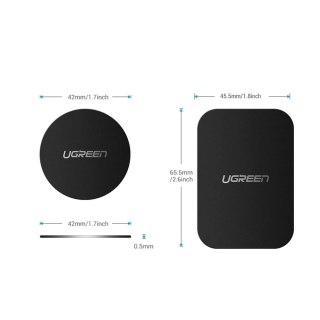 Płytki metalowe Ugreen LP123 60410 okrągłe / prostokątne do uchwytów magnetycznych na telefon - czarne (2 szt.)