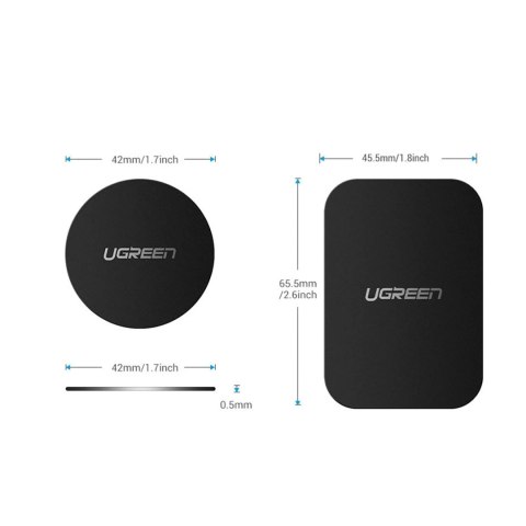 Płytki metalowe Ugreen LP123 60410 okrągłe / prostokątne do uchwytów magnetycznych na telefon - czarne (2 szt.) Płytki metalowe Ugreen LP123 60410 okrągłe / prostokątne do uchwytów magnetycznych na telefon - czarne (2 szt.)