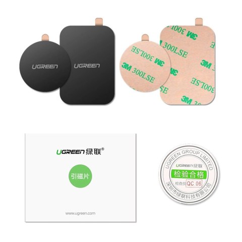 Płytki metalowe Ugreen LP123 60410 okrągłe / prostokątne do uchwytów magnetycznych na telefon - czarne (2 szt.) Płytki metalowe Ugreen LP123 60410 okrągłe / prostokątne do uchwytów magnetycznych na telefon - czarne (2 szt.)