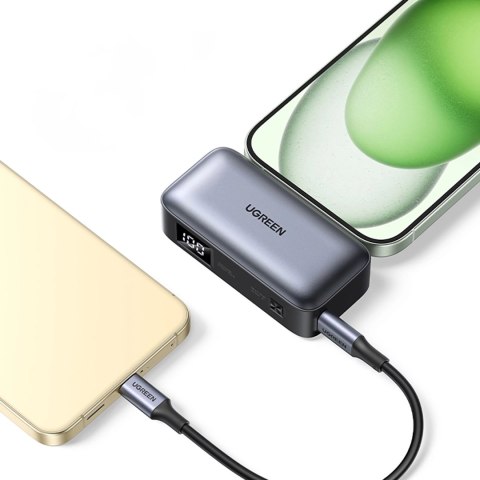 Powerbank Ugreen PB503 5000mAh z portem USB-C i zintegrowanym złączem USB-C - szary Powerbank Ugreen PB503 5000mAh z portem USB-C i zintegrowanym złączem USB-C - szary