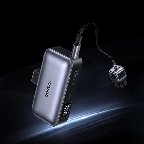 Powerbank Ugreen PB503 5000mAh z portem USB-C i zintegrowanym złączem USB-C - szary Powerbank Ugreen PB503 5000mAh z portem USB-C i zintegrowanym złączem USB-C - szary