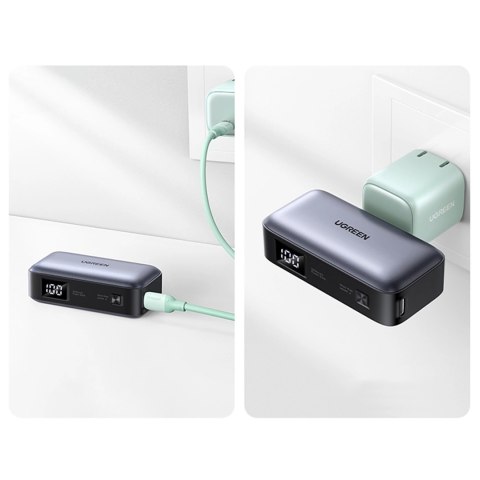 Powerbank Ugreen PB503 5000mAh z portem USB-C i zintegrowanym złączem USB-C - szary Powerbank Ugreen PB503 5000mAh z portem USB-C i zintegrowanym złączem USB-C - szary