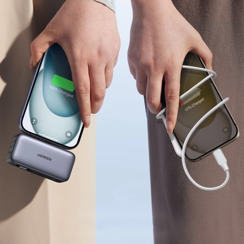 Powerbank Ugreen PB503 5000mAh z portem USB-C i zintegrowanym złączem USB-C - szary Powerbank Ugreen PB503 5000mAh z portem USB-C i zintegrowanym złączem USB-C - szary