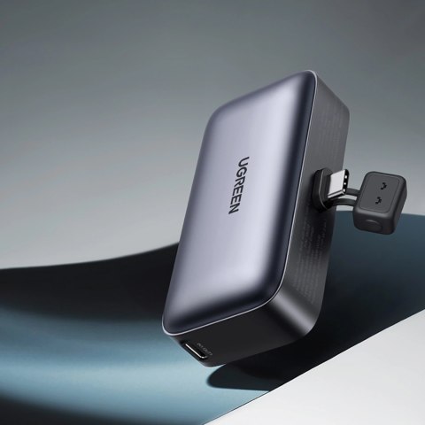 Powerbank Ugreen PB503 5000mAh z portem USB-C i zintegrowanym złączem USB-C - szary Powerbank Ugreen PB503 5000mAh z portem USB-C i zintegrowanym złączem USB-C - szary
