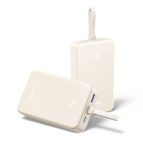 Powerbank Ugreen PB505 20000mAh 22.5W USB-C USB-A wbudowany kabel USB-C - biały Powerbank Ugreen PB505 20000mAh 22.5W USB-C USB-A wbudowany kabel USB-C - biały