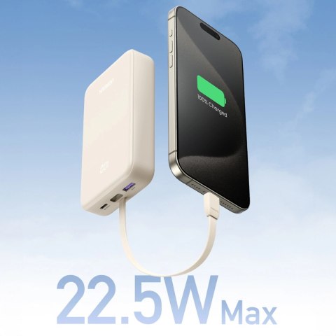 Powerbank Ugreen PB505 20000mAh 22.5W USB-C USB-A wbudowany kabel USB-C - biały Powerbank Ugreen PB505 20000mAh 22.5W USB-C USB-A wbudowany kabel USB-C - biały