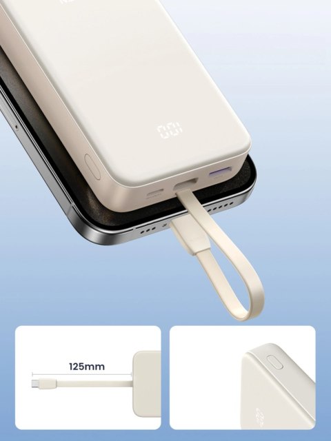 Powerbank Ugreen PB505 20000mAh 22.5W USB-C USB-A wbudowany kabel USB-C - biały Powerbank Ugreen PB505 20000mAh 22.5W USB-C USB-A wbudowany kabel USB-C - biały