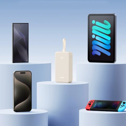 Powerbank Ugreen PB505 20000mAh 22.5W USB-C USB-A wbudowany kabel USB-C - biały Powerbank Ugreen PB505 20000mAh 22.5W USB-C USB-A wbudowany kabel USB-C - biały
