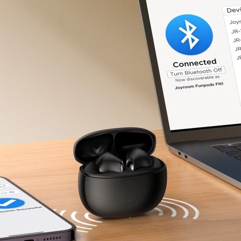 Słuchawki Joyroom Funpods JR-FN1 bezprzewodowe douszne TWS Bluetooth 5.4 ANC ENC - czarne