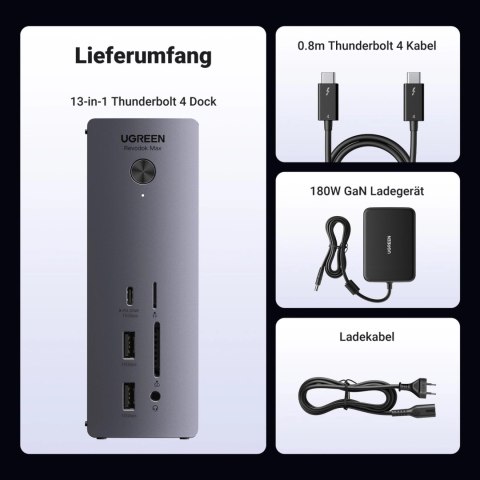 Stacja dokująca Ugreen U710 13w1 2x Thunderbolt 4 / 4x USB-A / DP / RJ45 / czytnik SD TF / USB-C / mini jack 3.5mm