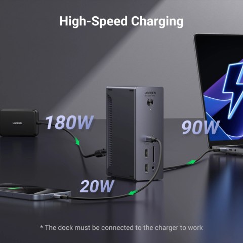 Stacja dokująca Ugreen U710 13w1 2x Thunderbolt 4 / 4x USB-A / DP / RJ45 / czytnik SD TF / USB-C / mini jack 3.5mm