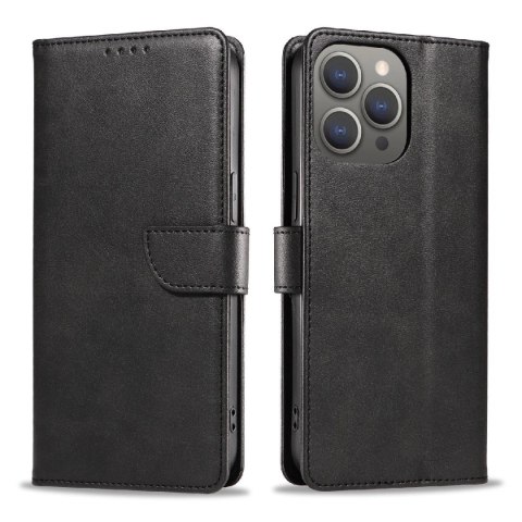 Etui Leather Book Case na iPhone 16 - czarne Etui Leather Book Case na iPhone 16 - czarne