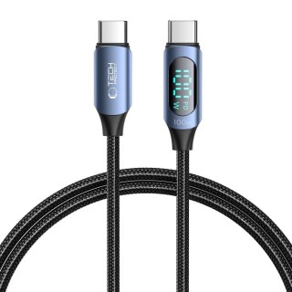 Kabel Tech-Protect UltraBoost z wyświetlaczem LED USB-C / USB-C PD 100W 5A 1m - niebieski