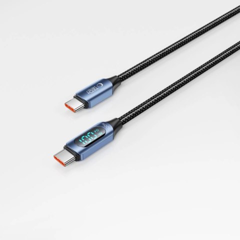 Kabel Tech-Protect UltraBoost z wyświetlaczem LED USB-C / USB-C PD 100W 5A 1m - niebieski Kabel Tech-Protect UltraBoost z wyświetlaczem LED USB-C / USB-C PD 100W 5A 1m - niebieski
