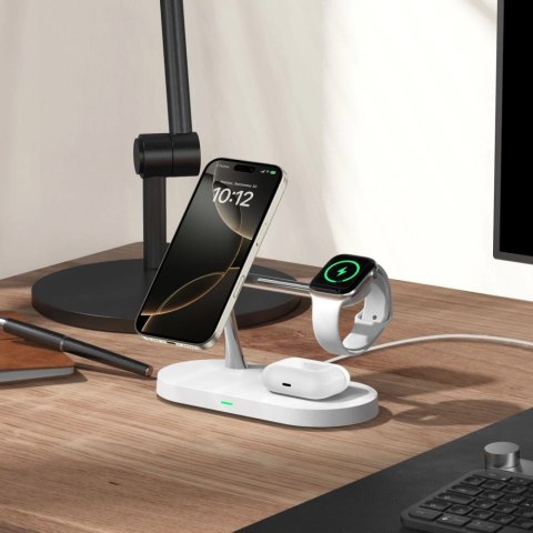 Ładowarka Tech-Protect A12 indukcyjna 3w1 MagSafe na smartfon / słuchawki / smartwatch - biała