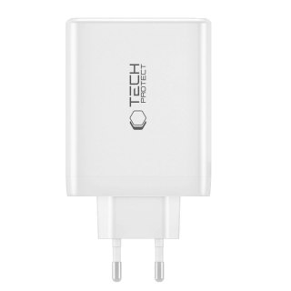 Ładowarka Tech-Protect NC100W-GAN sieciowa GaN 3x USB-C PD 100W / USB-A QC 3.0 - biała