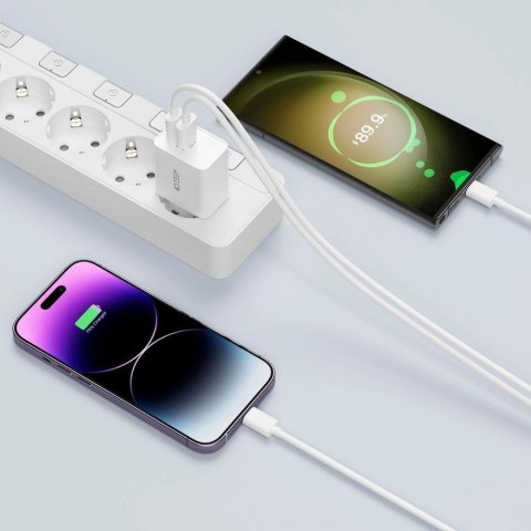 Ładowarka Tech-Protect NC30W sieciowa USB-C PD 30W / USB-A QC 3.0 - biała Ładowarka Tech-Protect NC30W sieciowa USB-C PD 30W / USB-A QC 3.0 - biała
