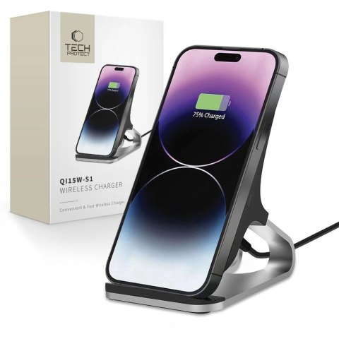 Ładowarka Tech-Protect QI15W-S1 indukcyjna 15W w formie stojaka - czarna