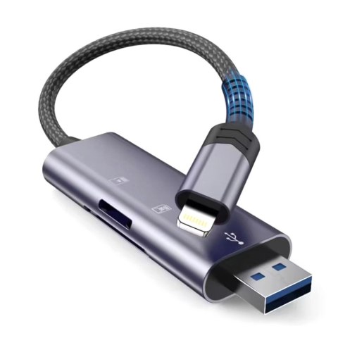 Czytnik Tech-Protect UltraBoost kart SD / micro SD ze złączem Lightning / USB-A - szary Czytnik Tech-Protect UltraBoost kart SD / micro SD ze złączem Lightning / USB-A - szary