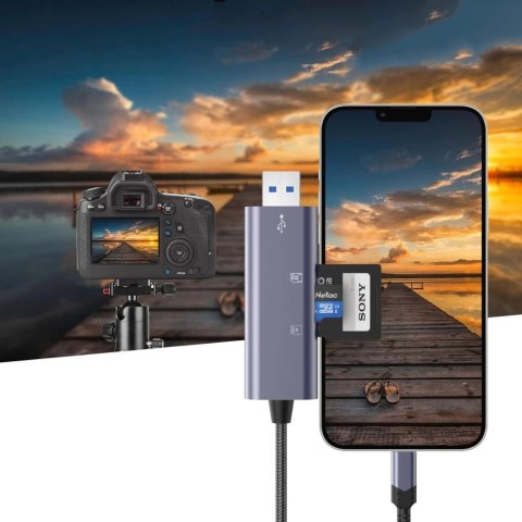 Czytnik Tech-Protect UltraBoost kart SD / micro SD ze złączem Lightning / USB-A - szary Czytnik Tech-Protect UltraBoost kart SD / micro SD ze złączem Lightning / USB-A - szary